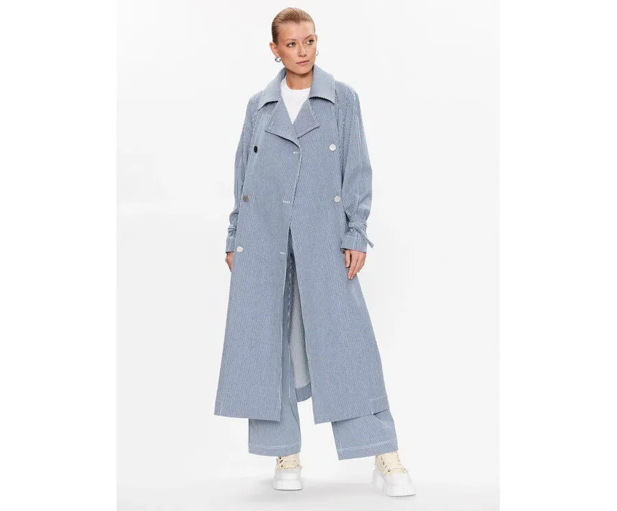 obrazek 1 Remain Trencz Striped Trench 500411403 Niebieski Regular Fit