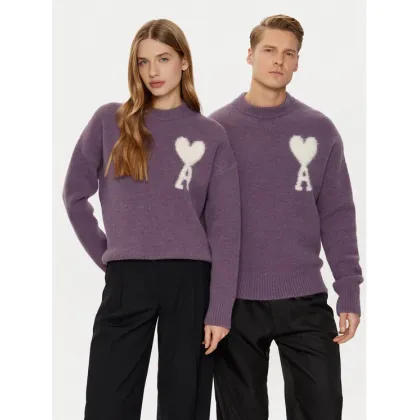 Zdjęcie AMI PARIS Sweter UKS025.KN0032 Fioletowy Relaxed Fit