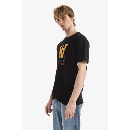Zdjęcie Wood Wood t-shirt bawełniany Ace Typo T-shirt kolor czarny z nadrukiem 10285700.2222-WHITE