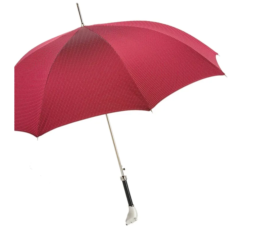 obrazek 8 Stylowy czerwony parasol męski z rączką w kształcie głowy niedźwiedzia – Pasotti