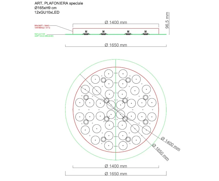 obrazek 2 Ekskluzywny sufitowy żyrandol w kolorze złotym – Il Paralume Marina