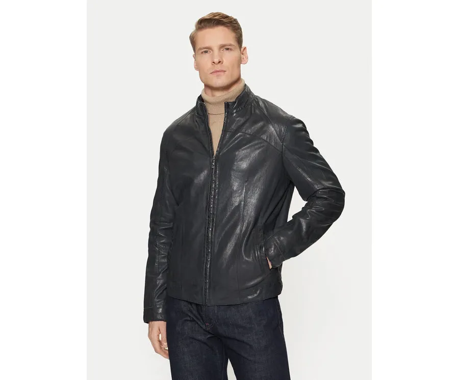 obrazek 1 Milestone Kurtka skórzana Winston 511099 60600 Granatowy Regular Fit