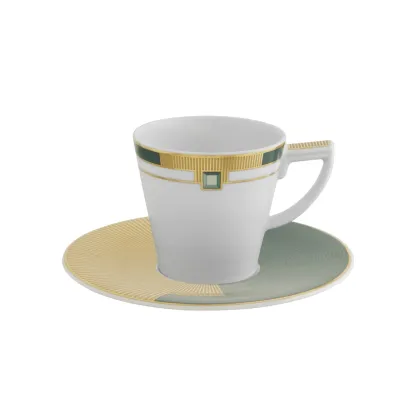 Picture Porcelain coffee cup and saucer with Art Deco finish - 4 pieces - Vista Alegre