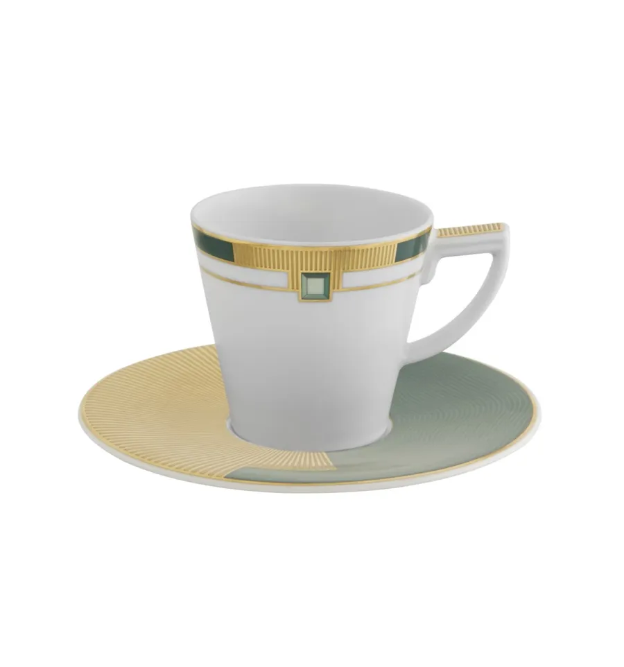 obrazek 1 Porcelanowa filiżanka do kawy ze spodkiem z wykończeniem w stylu Art Deco - Vista Alegre