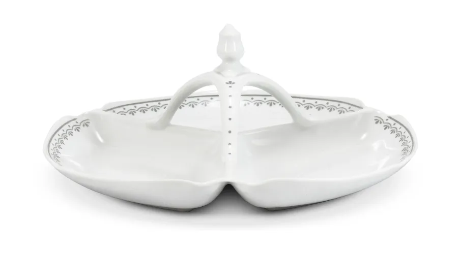 obrazek 1 Stylowa patera z porcelany z subtelnym szarym zdobieniem – Leander