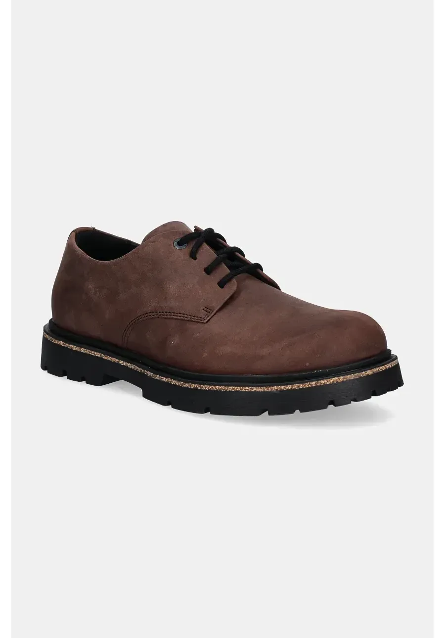 obrazek 1 Birkenstock półbuty nubukowe Highwood Lace kolor brązowy na płaskim obcasie 1028201