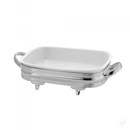 Picture Rectangular silver-plated baking plate holder Bombato - Zaramella Argenti