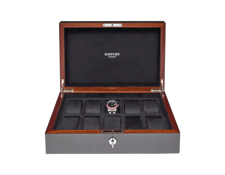 obrazek 1 Drewniane pudełko na zegarki wykończone karbonem