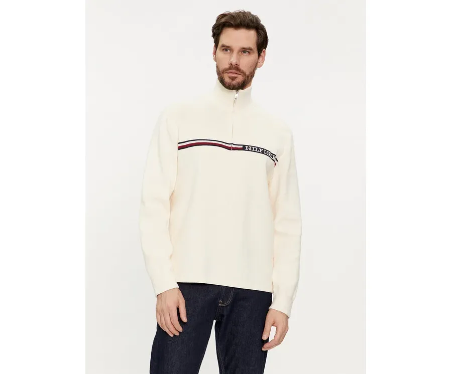 obrazek 1 Tommy Hilfiger Sweter Global Stripe MW0MW33508 Beżowy Regular Fit