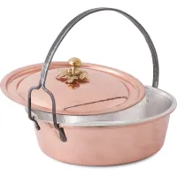 Picture Copper risotto pot with handle and lid Ø 34 - Cu Artigiana