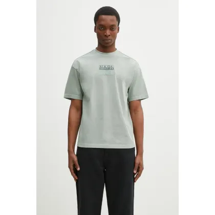 Zdjęcie Napapijri t-shirt bawełniany S-Cortona męski kolor zielony z aplikacją NP0A4ILQG1X1