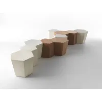 Zdjęcie Drewniany sześciokątny stołek, stolik kawowy - włoski mebel