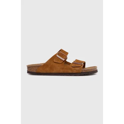 Zdjęcie Birkenstock klapki zamszowe Arizona damskie kolor brązowy 1027162