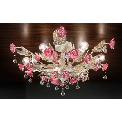 Picture A unique ceiling chandelier with red roses