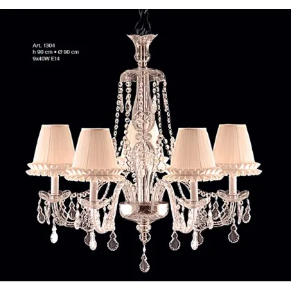 Zdjęcie Jasny kryształowy żyrandol ze stożkowymi kloszami - Il Paralume Marina