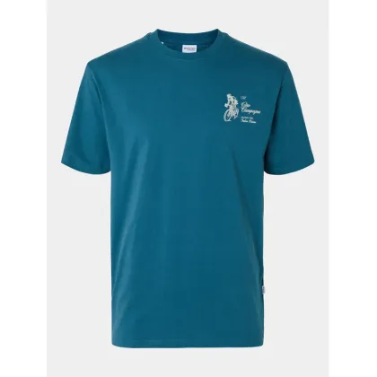Zdjęcie Selected Homme T-Shirt Slhrelaxaries 16094014 Turkusowy Relaxed Fit