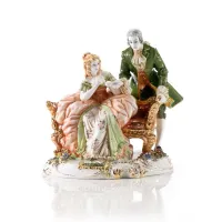 Zdjęcie Włoska barokowa figura pary – mężczyzny i kobiety wykonana z ceramiki - Ceramiche ML