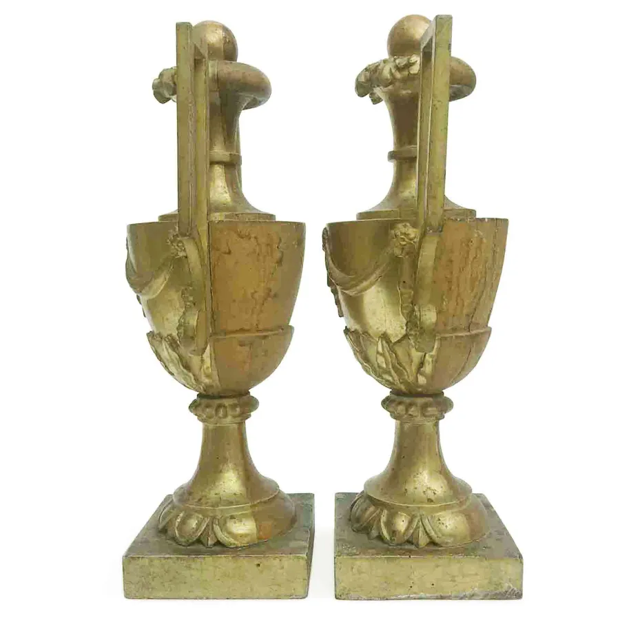 obrazek 4 Para dużych wazonów w kolorze Empire Golden w idealnym stanie z XVIII wieku