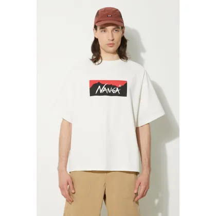 Zdjęcie Nanga t-shirt Eco Hybrid Box Logo Loose Fit Tee męski kolor biały z nadrukiem NW2311.1G209