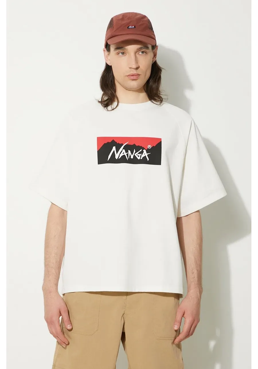 obrazek 1 Nanga t-shirt Eco Hybrid Box Logo Loose Fit Tee męski kolor biały z nadrukiem NW2311.1G209