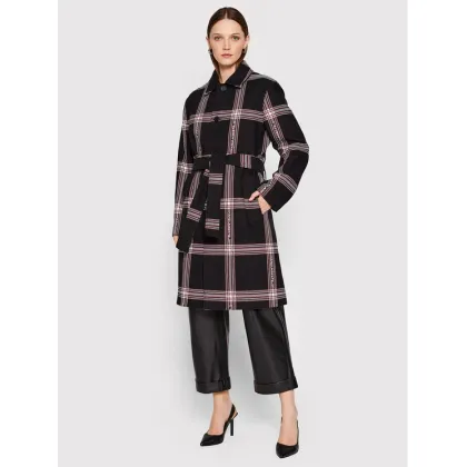 Zdjęcie KARL LAGERFELD Płaszcz przejściowy Logo Check 220W1582 Czarny Relaxed Fit