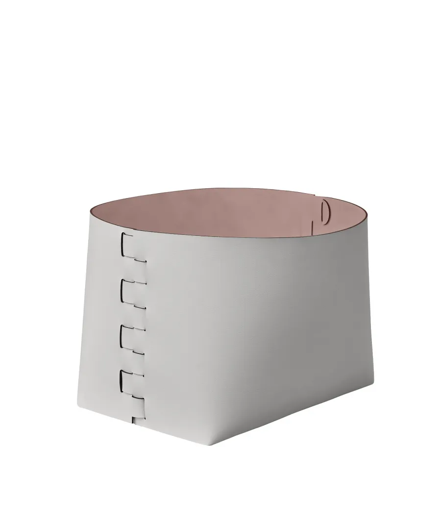 obrazek 1 Stylowy skórzany kosz Helena 35x30xH26 cm w kolorze perłowym