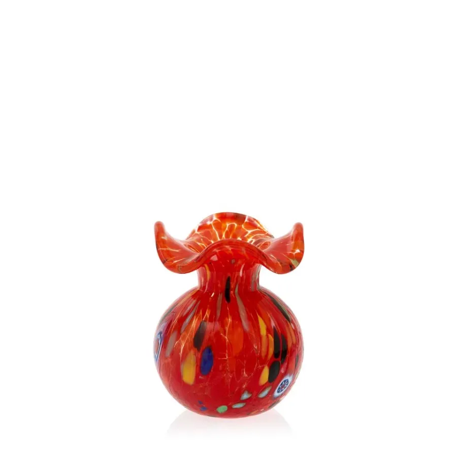 obrazek 1 Czerwony kulisty wazon z weneckiego szkła (14 cm)
