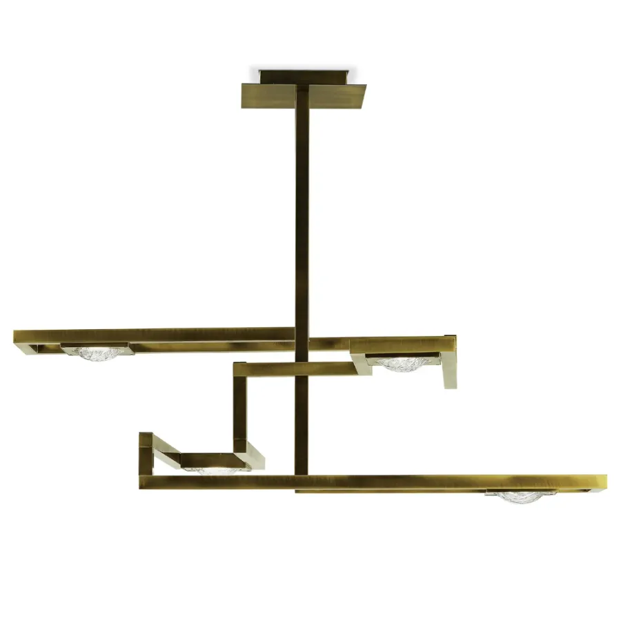 obrazek 2 Prostokątna mosiężna lampa wisząca H.79xL.110xP.85 cm
