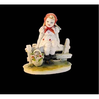 Zdjęcie Mała dziewczynka z kwiatami - włoska porcelana