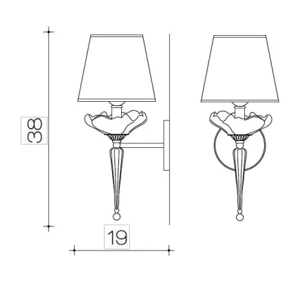 Zdjęcie Stylowa lampa ścienna „kwiat” w kolorze starego złota z kloszem - Il Paralume Marina