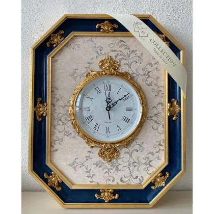 Zdjęcie Niezwykły zegar w drewnianej ramie z Włoch - 54x44 cm