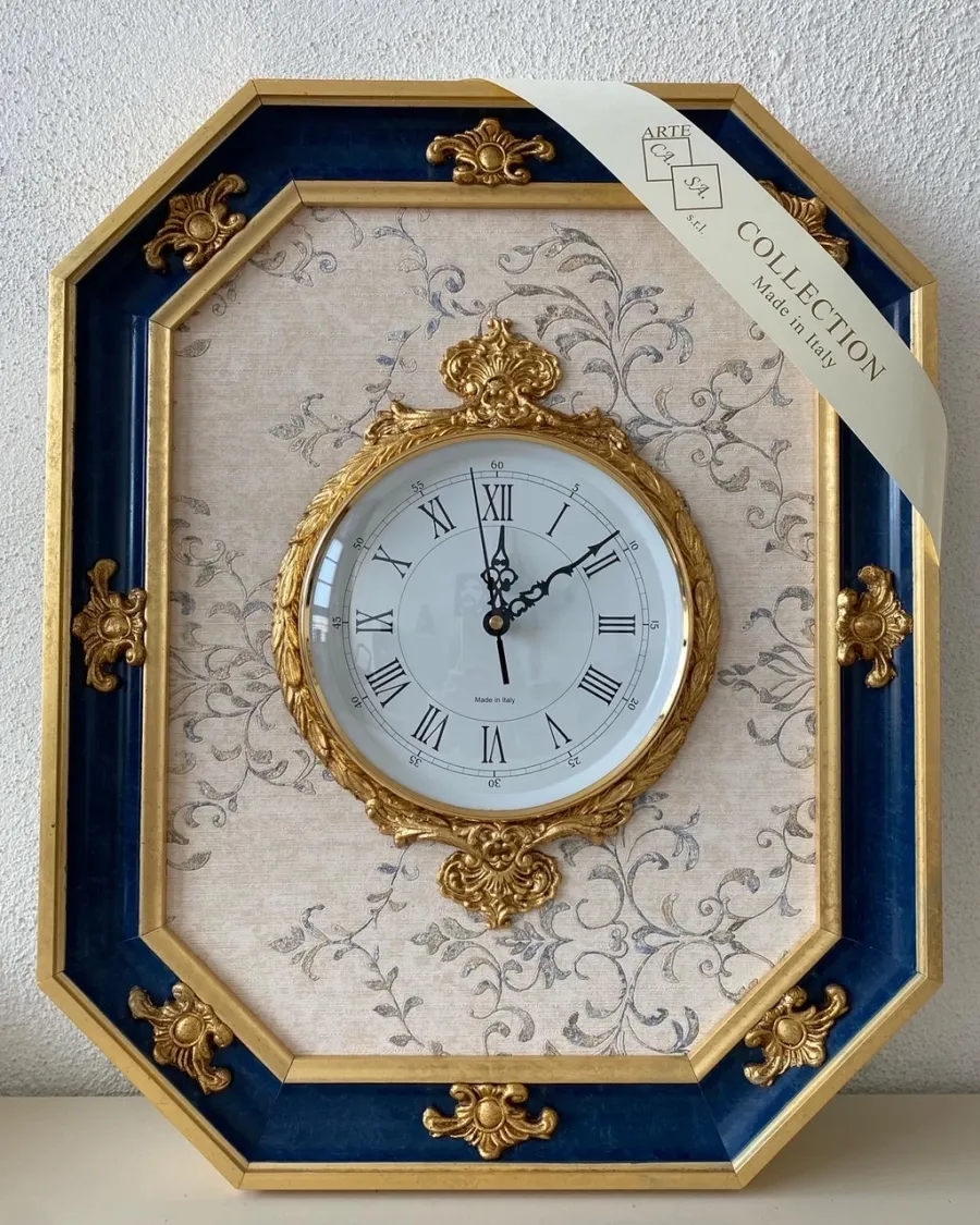 obrazek 1 Niezwykły zegar w drewnianej ramie z Włoch - 54x44 cm