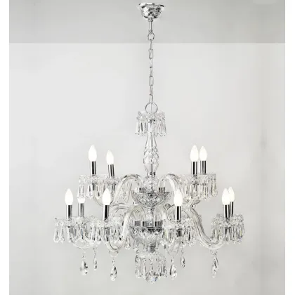 Zdjęcie Stylowy kryształowy żyrandol z 2 poziomami i 12 ramionami z kolekcji Diamond – Vista Alegre