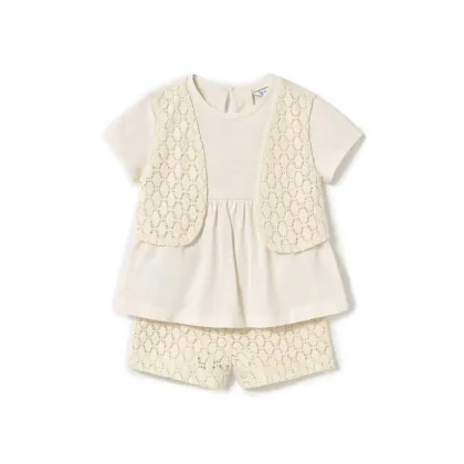 Zdjęcie Mayoral Komplet t-shirt i spodenki 1239 Beżowy Regular Fit