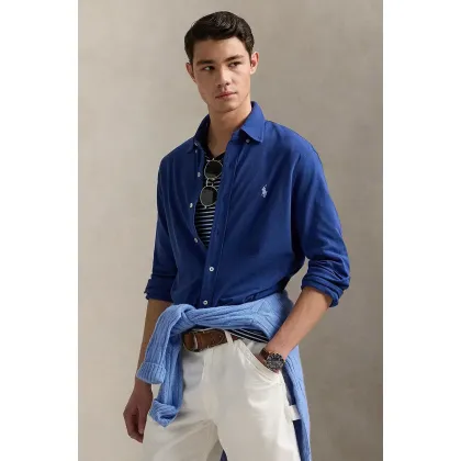 Zdjęcie Polo Ralph Lauren koszula bawełniana męska kolor granatowy regular z kołnierzykiem button-down 710654408