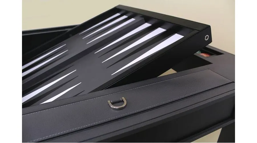 obrazek 4 Drewniany stół do Backgammon z obrotowym blatem i skórzanym pokryciem