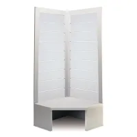 Zdjęcie Elegancki narożny panel do sklepu z listew i satynowego szkła z ławką