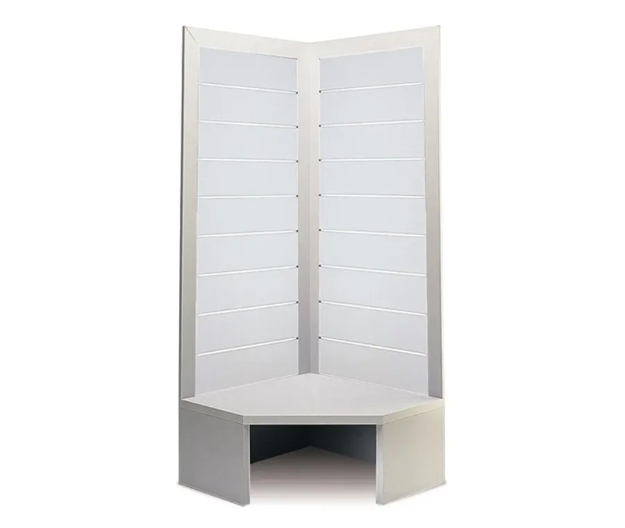 obrazek 1 Elegancki narożny panel do sklepu z listew i satynowego szkła z ławką