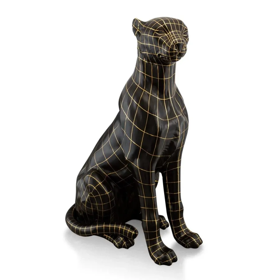 obrazek 1 Ceramiczna duża statuetka siedzącego lamparta - Ahura