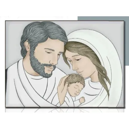 Picture A beautiful colorful painting on a plate depicting the Holy Family, 30.5x22 cm