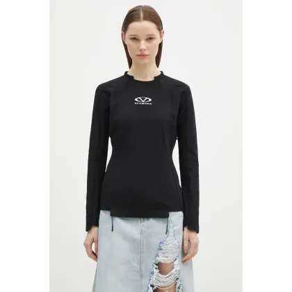 Zdjęcie VETEMENTS longsleeve Oval Logo Cut-Up damski kolor czarny UA66LS600BW