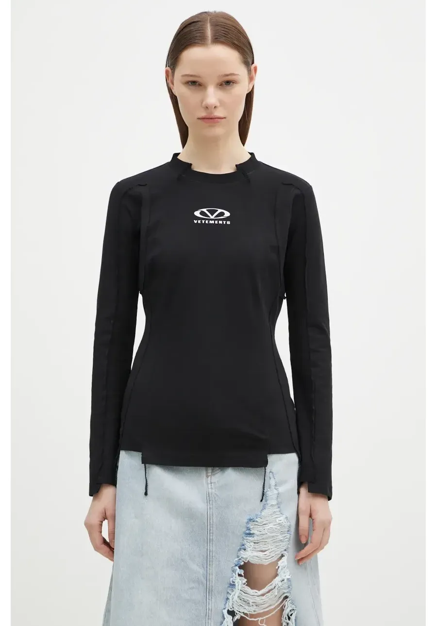 obrazek 1 VETEMENTS longsleeve Oval Logo Cut-Up damski kolor czarny UA66LS600BW