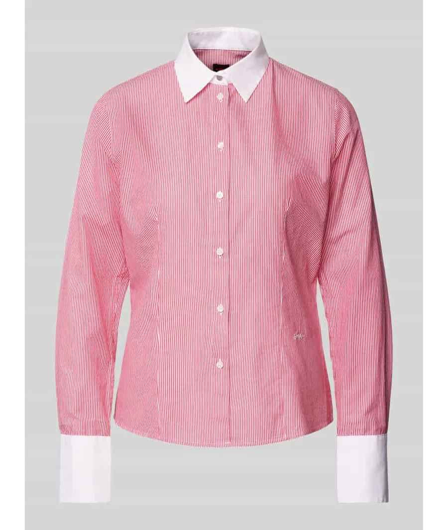 obrazek 1 Bluzka koszulowa z wyhaftowanym logo model ‘Barbyna’