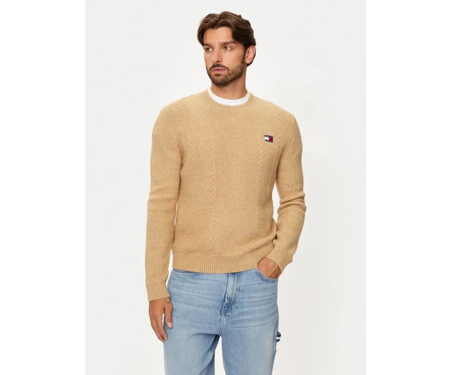 obrazek 1 Tommy Jeans Sweter DM0DM19440 Beżowy Regular Fit
