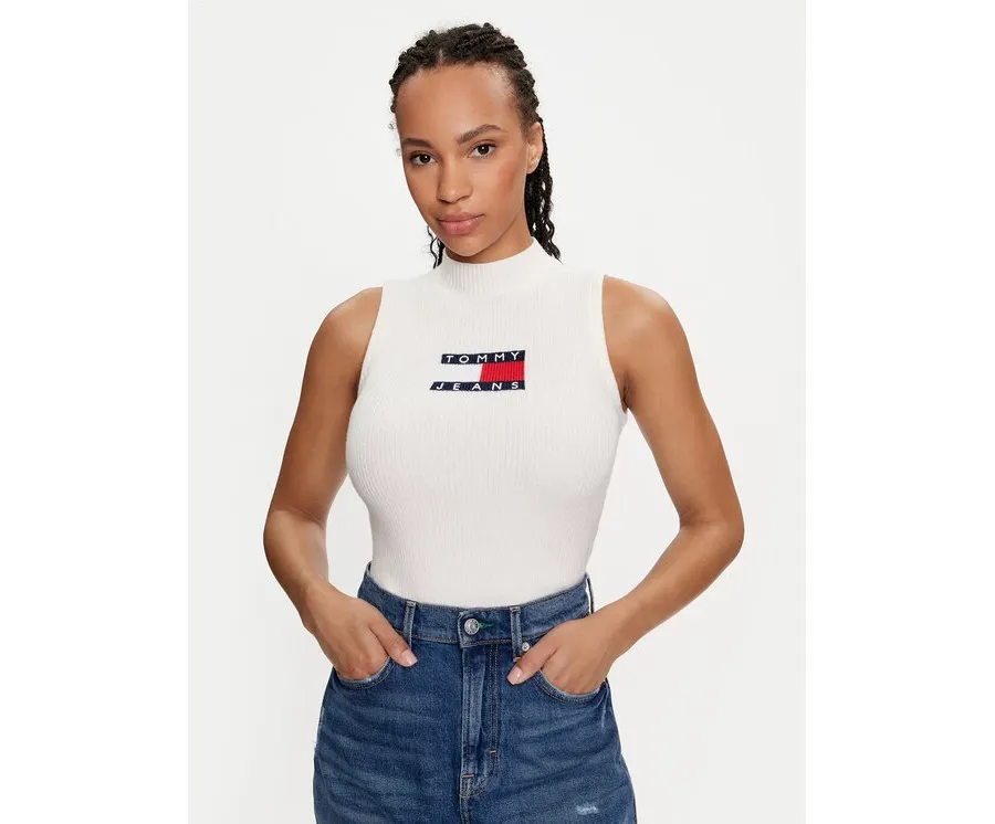 obrazek 1 Tommy Jeans Golf Center Flag DW0DW18527 Écru Slim Fit