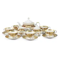 Zdjęcie Bogato zdobiony 15-elementowy zestaw do herbaty z porcelany – Leander