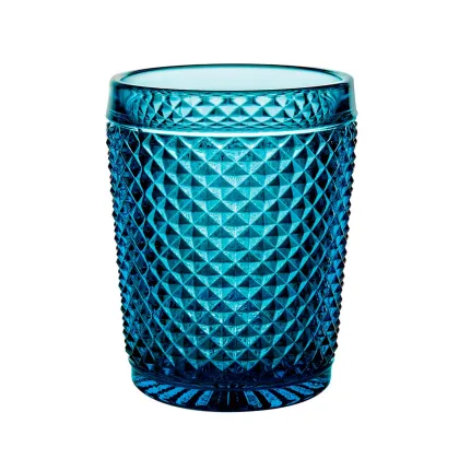 Zdjęcie Klasyczny zestaw czterech niebieskich szklanek do whisky old fashion z reliefowym motywem - Vista Alegre