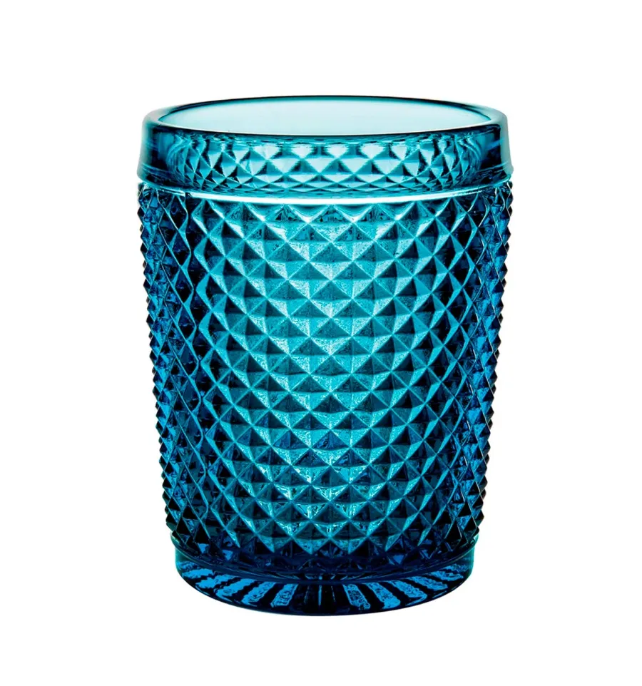 obrazek 1 Klasyczny zestaw czterech niebieskich szklanek do whisky old fashion z reliefowym motywem - Vista Alegre