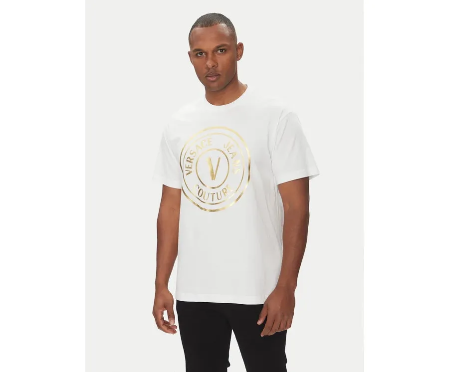 obrazek 1 Versace Jeans Couture T-Shirt 78GAHT01 Biały Regular Fit