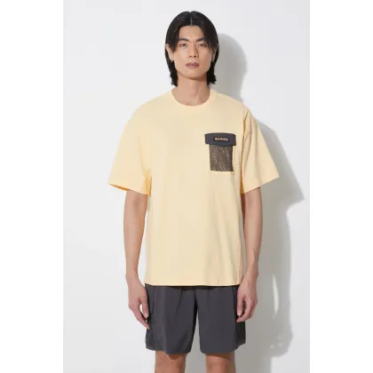 Zdjęcie Columbia t-shirt bawełniany Painted Peak męski kolor żółty z aplikacją 2074481
